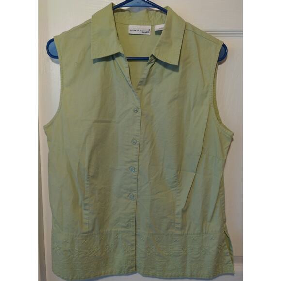 Croft & Barrow Sage Green Stretch Sleeveless Blouse Women's size L - Picture 1 of 5